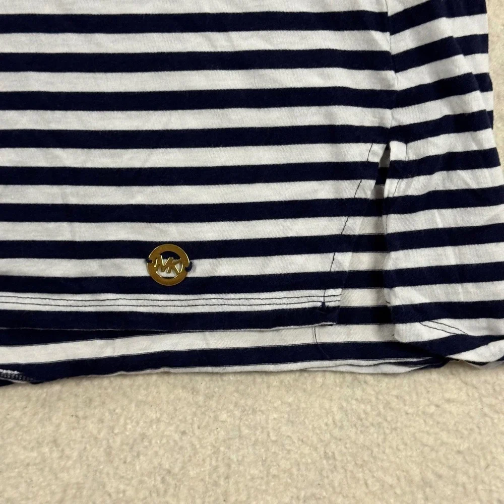 Michael Kors Cold Shoulder Top Womens Small Navy White Striped V-Neck Excellent